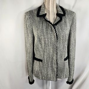 Nipon Boutique Black & White Wool Blend & Silk Blazer Size 10